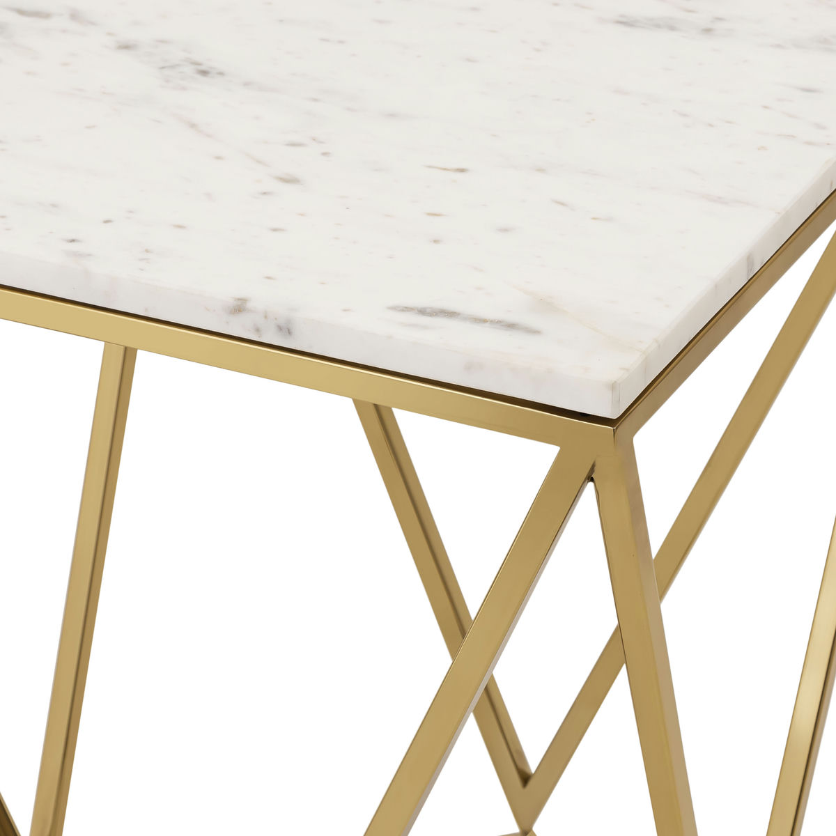 TOV Furniture Leopold White Marble Side Table