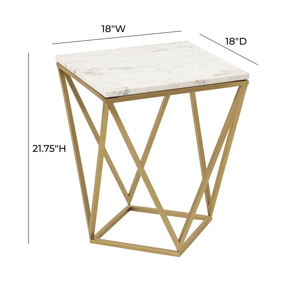 TOV Furniture Leopold White Marble Side Table