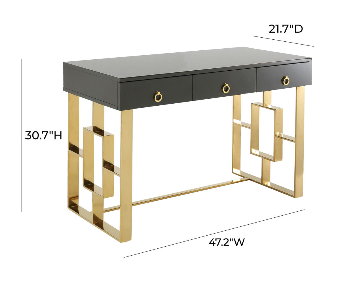 TOV Furniture Audrey Grey Lacquer Desk