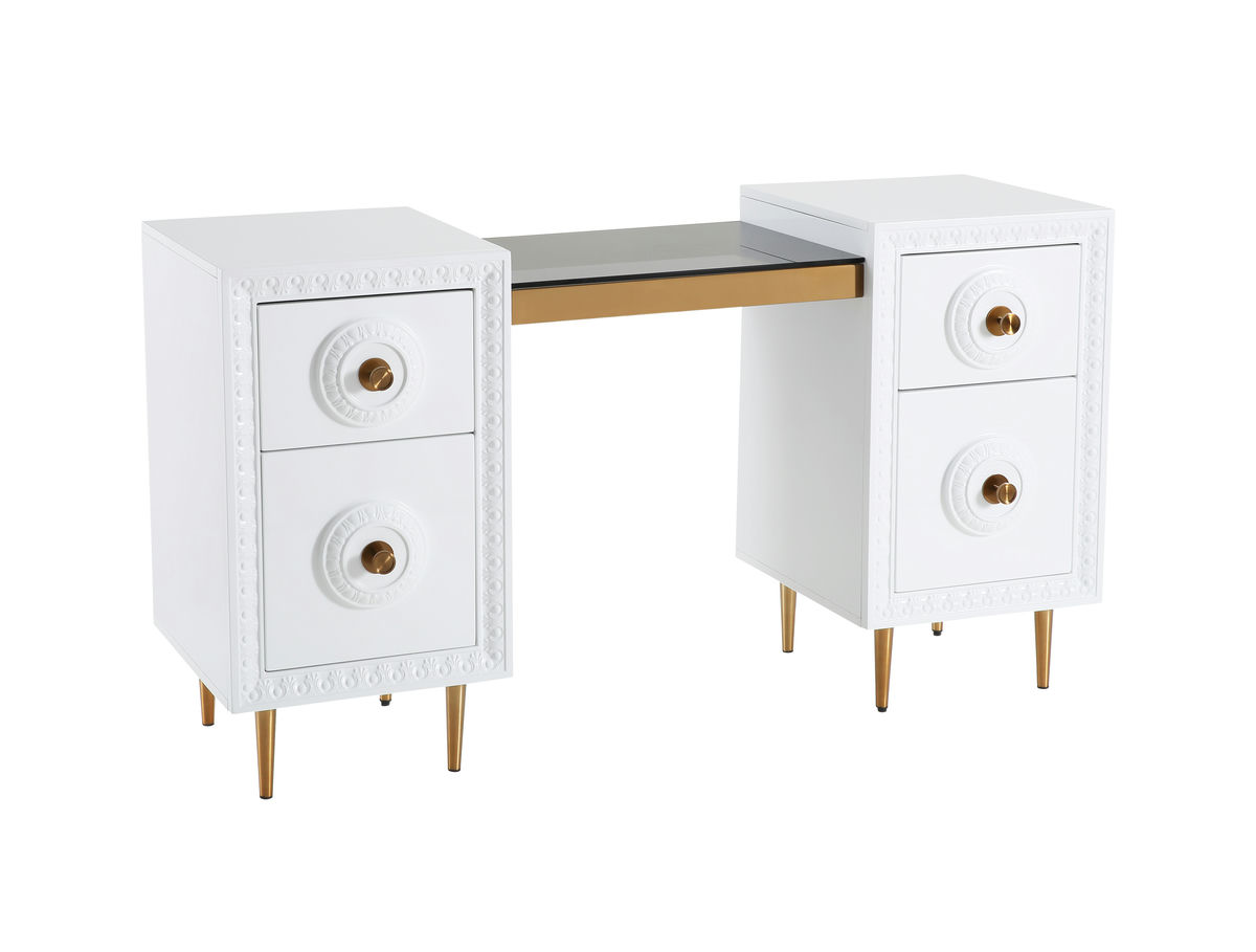 TOV Furniture Bovey White Lacquer Desk