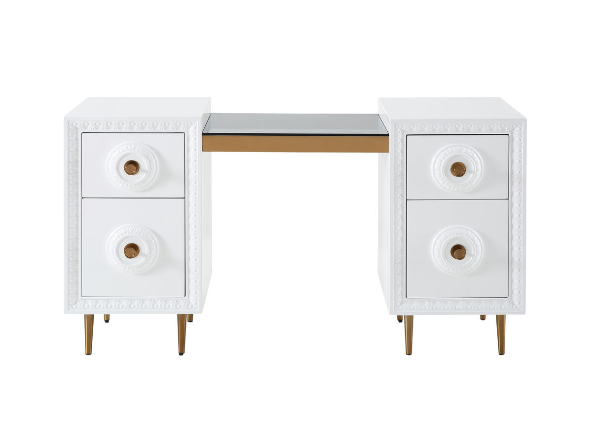 TOV Furniture Bovey White Lacquer Desk