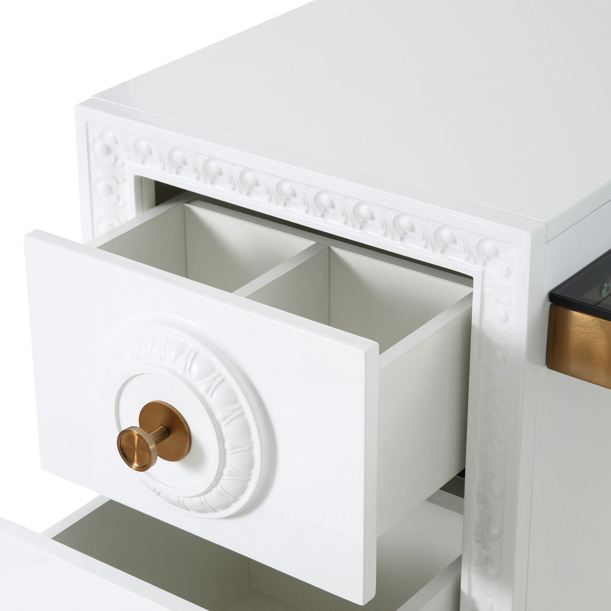 TOV Furniture Bovey White Lacquer Desk