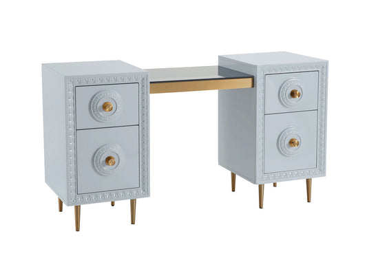 TOV Furniture Bovey Light Grey Lacquer Desk