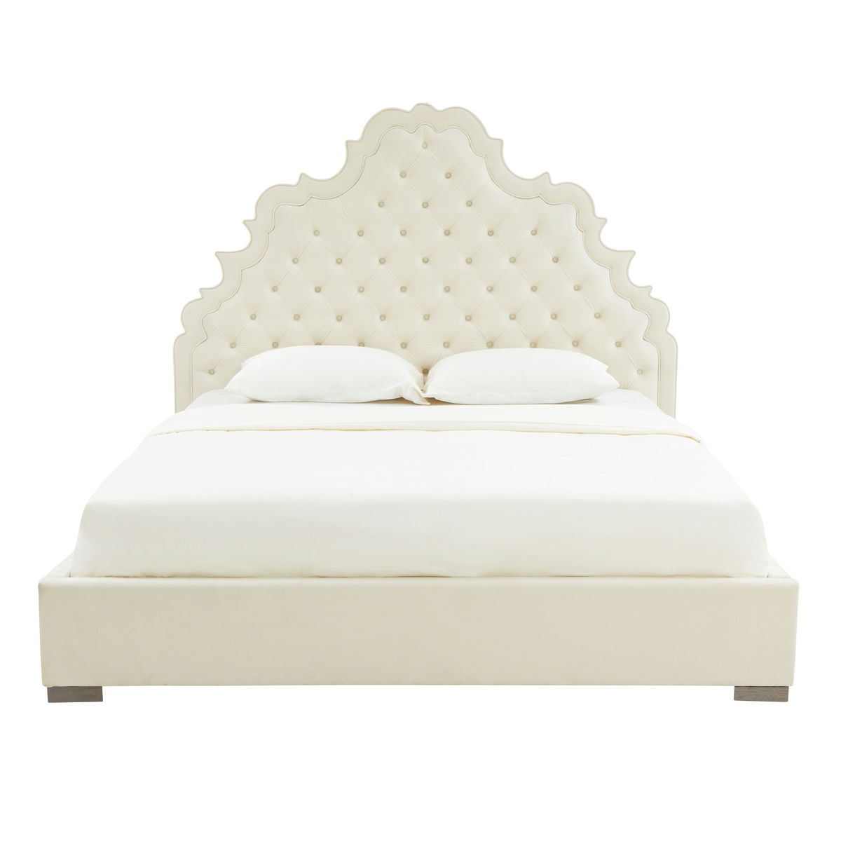 TOV Furniture Carolina Cream Velvet Bed in Queen