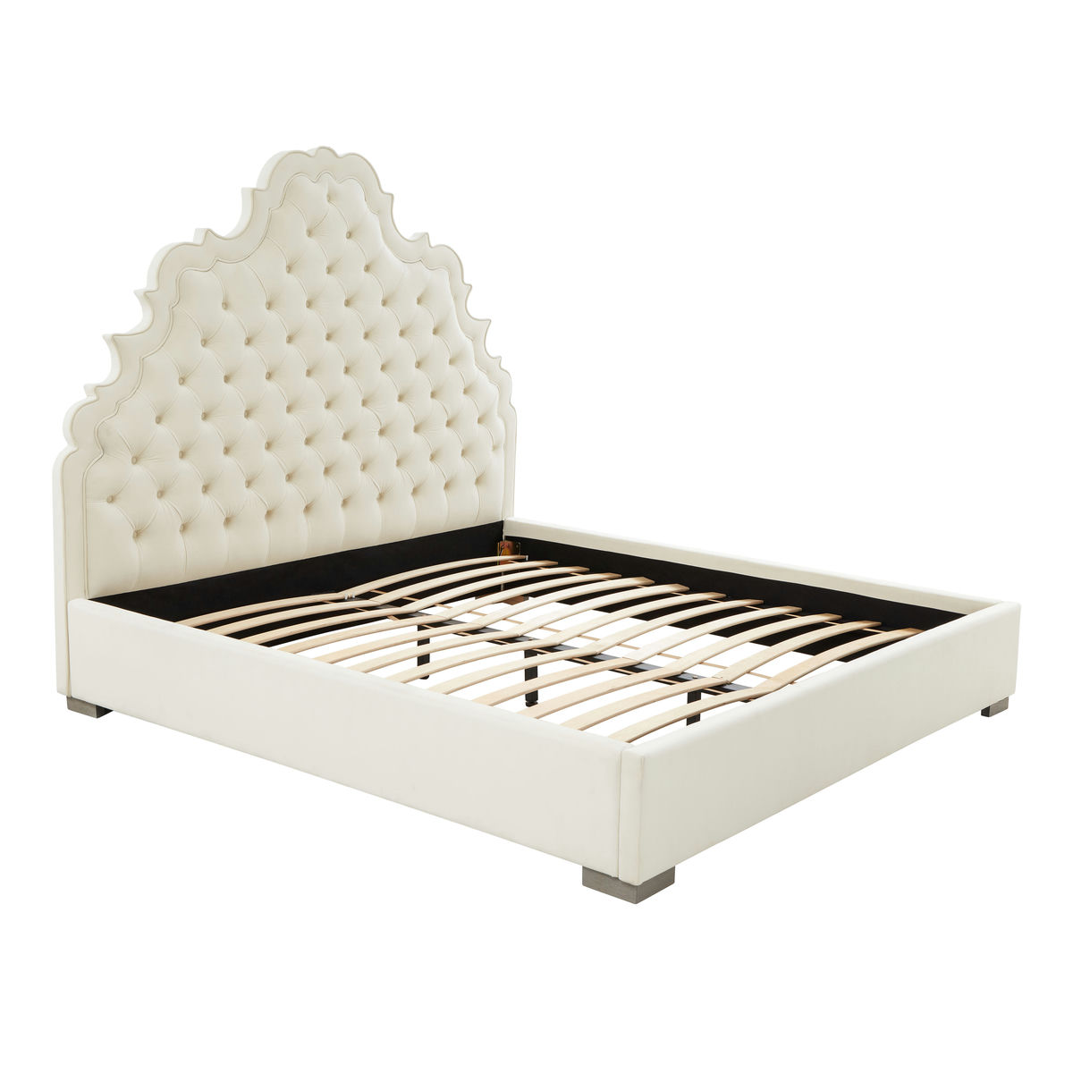 TOV Furniture Carolina Cream Velvet Bed in Queen