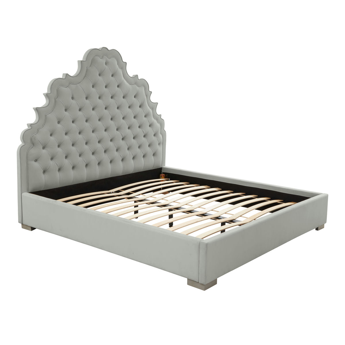 TOV Furniture Carolina Grey Velvet Bed in Queen
