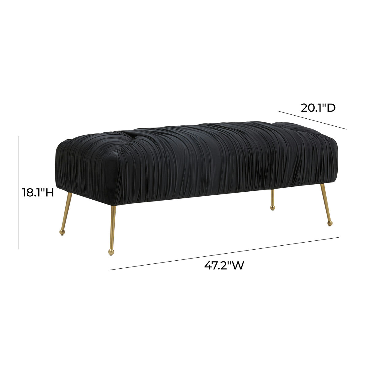 TOV Furniture Jessica Black Velvet Bench