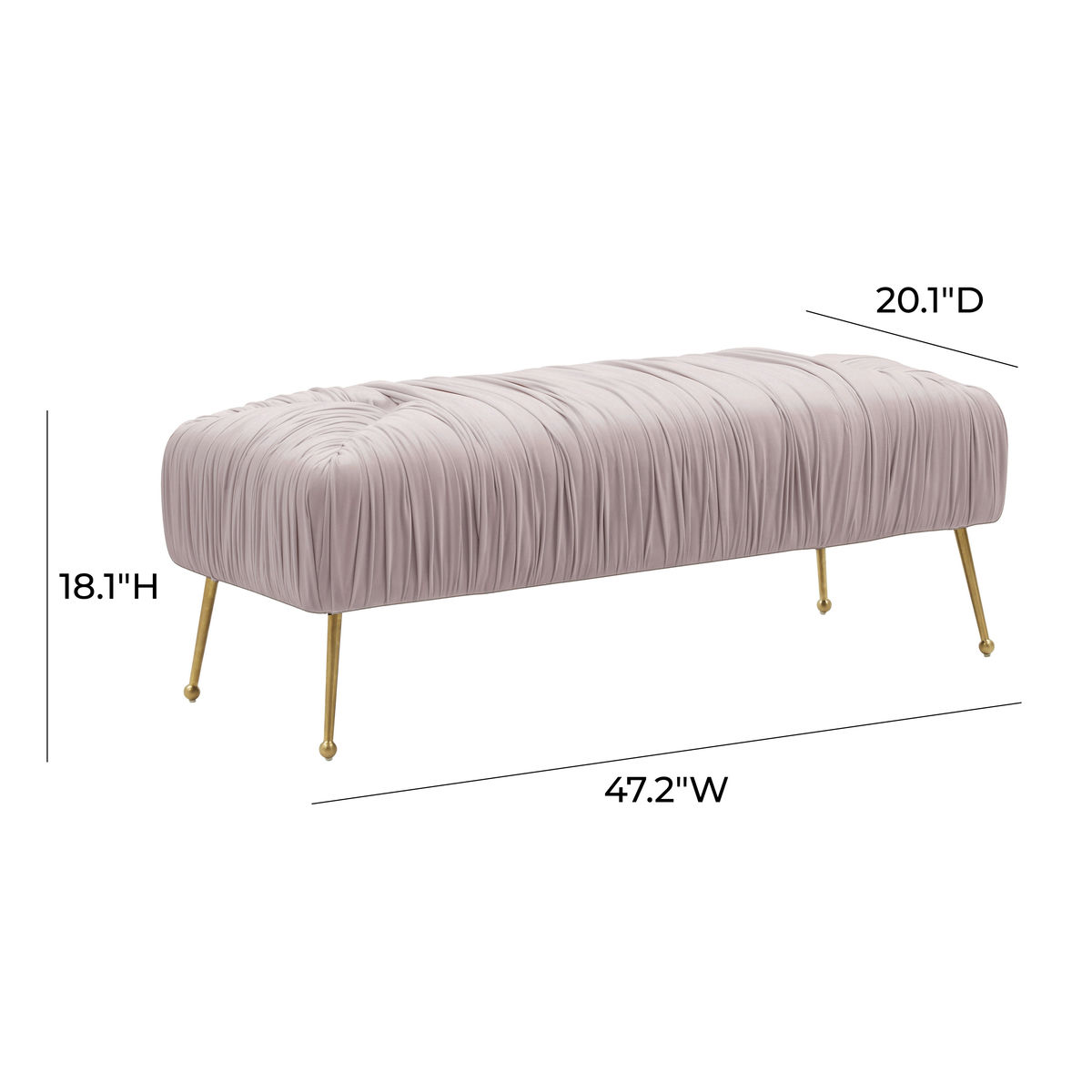 TOV Furniture Jessica Mauve Velvet Bench
