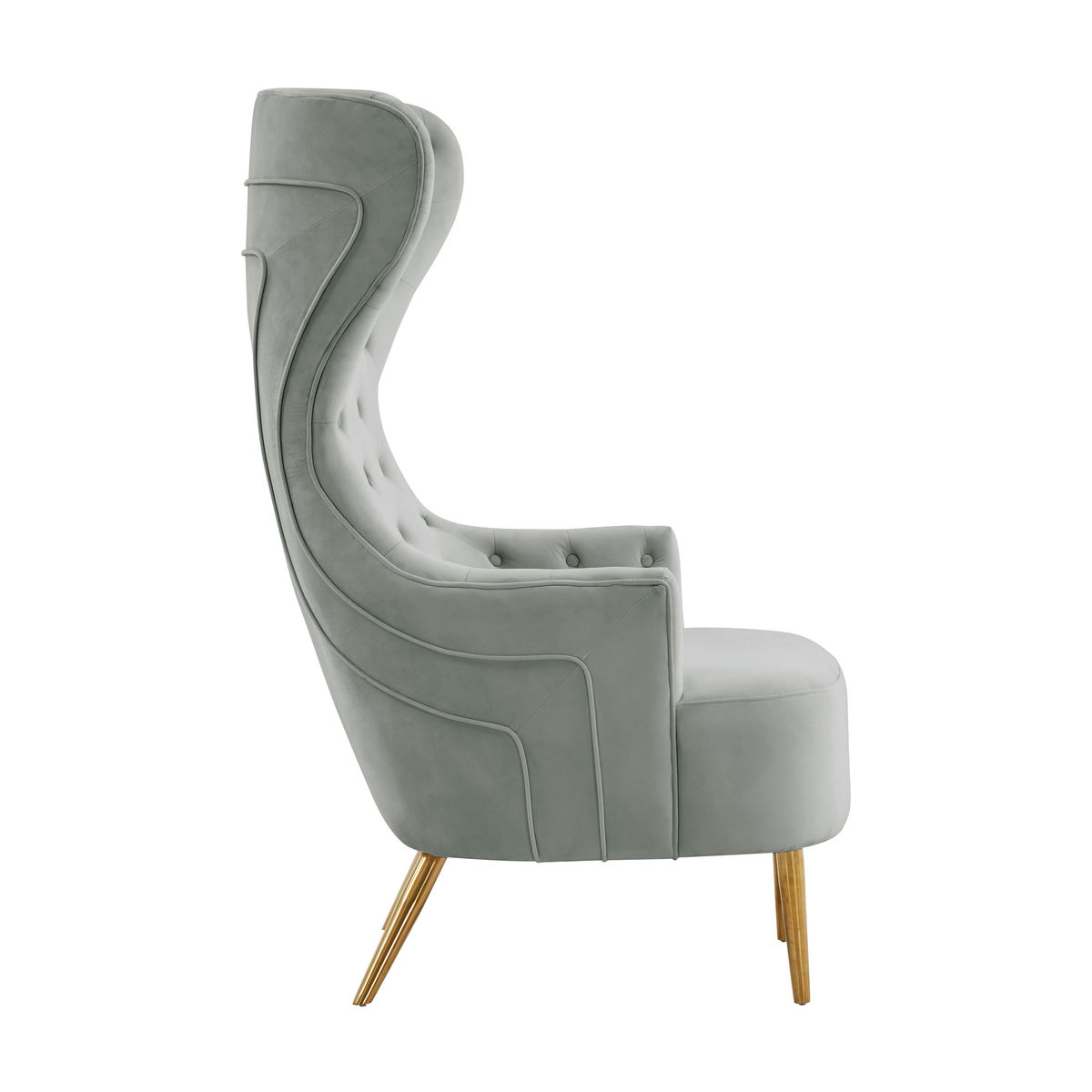 TOV Furniture Jezebel Grey Velvet Wingback Chair