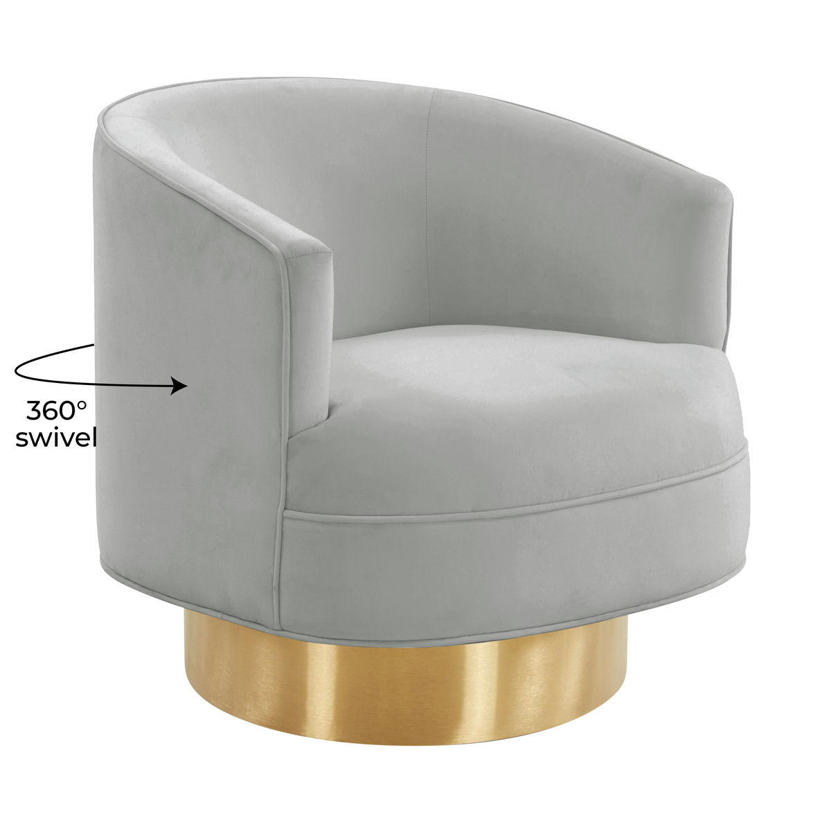 TOV Furniture Stella Grey Velvet Swivel Chair