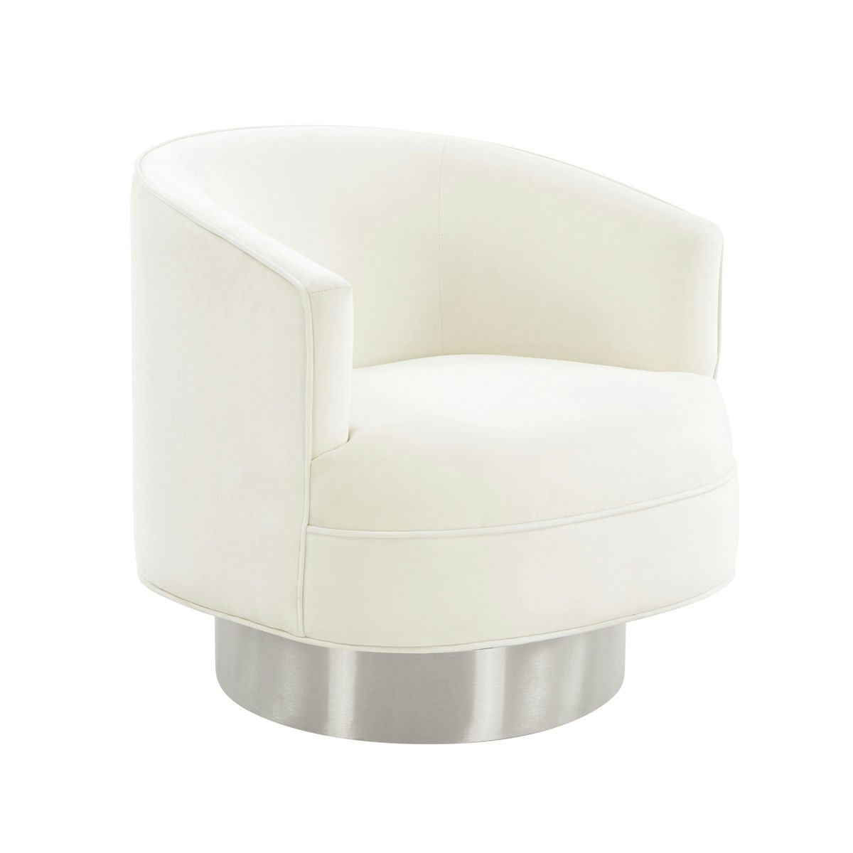 TOV Furniture Stella Cream Velvet Swivel Chair - Silver Base