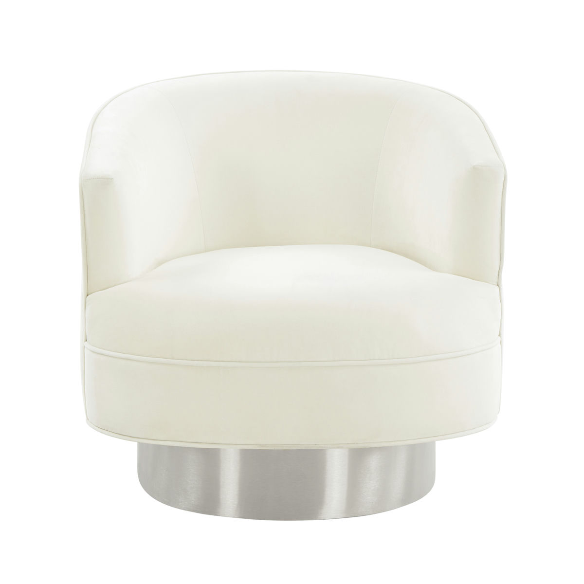 TOV Furniture Stella Cream Velvet Swivel Chair - Silver Base