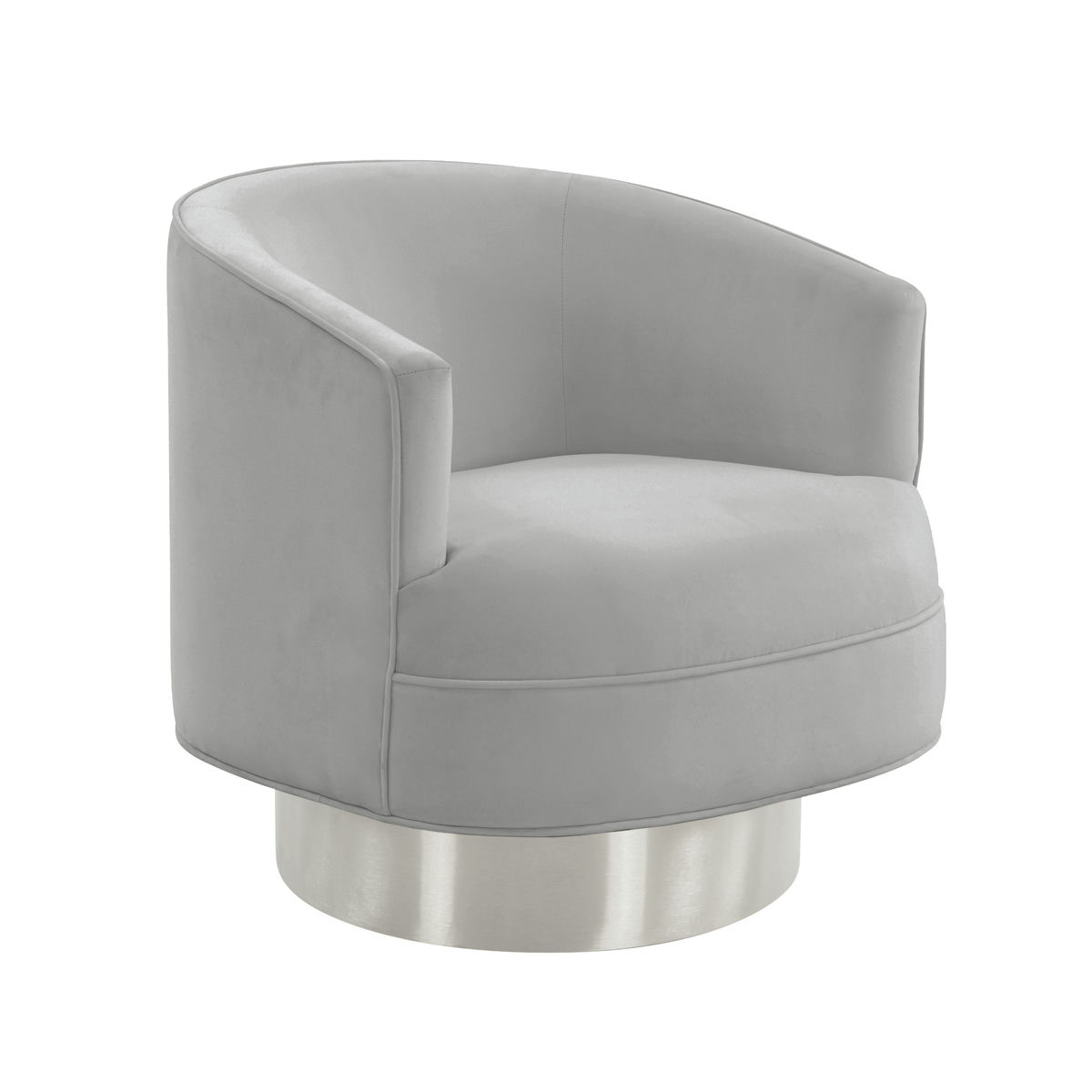TOV Furniture Stella Grey Velvet Swivel Chair - Silver Base