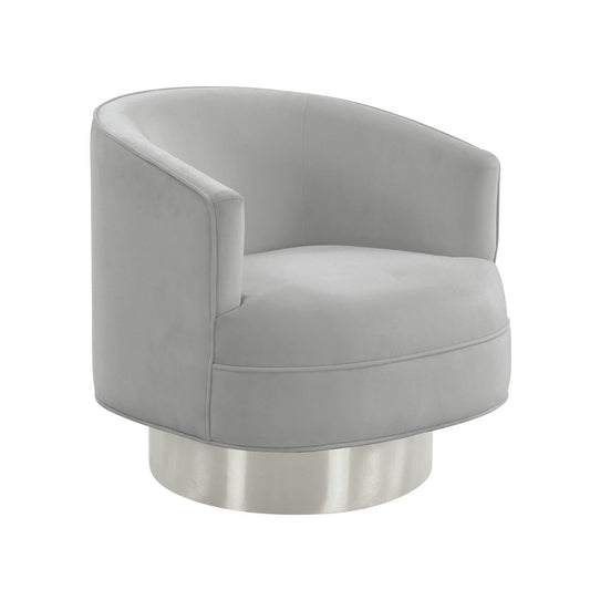 TOV Furniture Stella Grey Velvet Swivel Chair - Silver Base