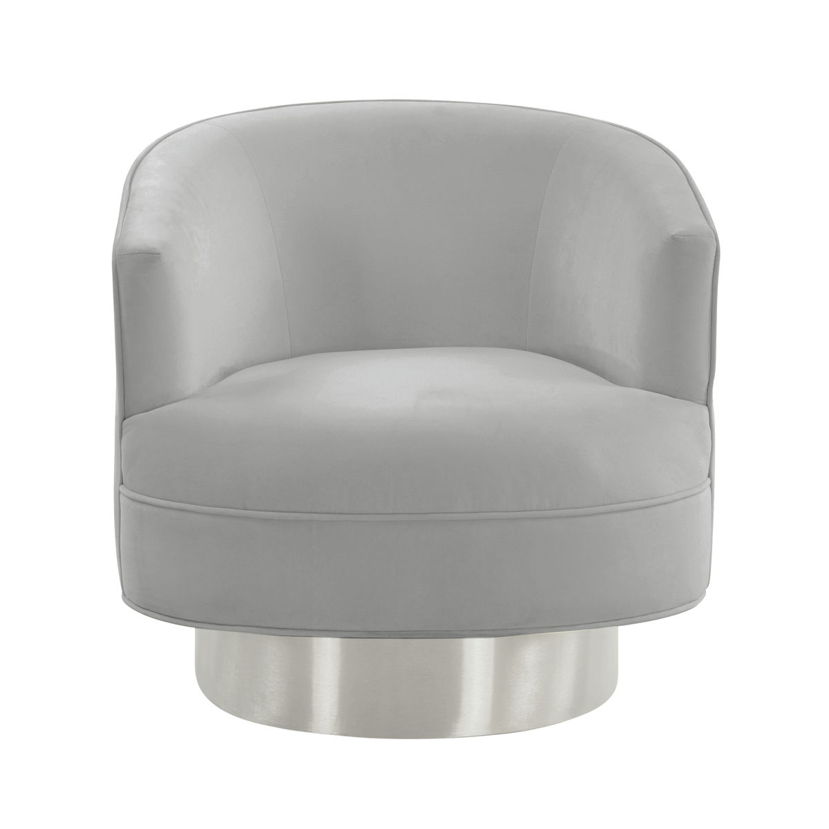 TOV Furniture Stella Grey Velvet Swivel Chair - Silver Base