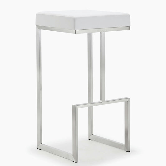 TOV Furniture Ferrara White Stainless Steel Barstool - Set of 2