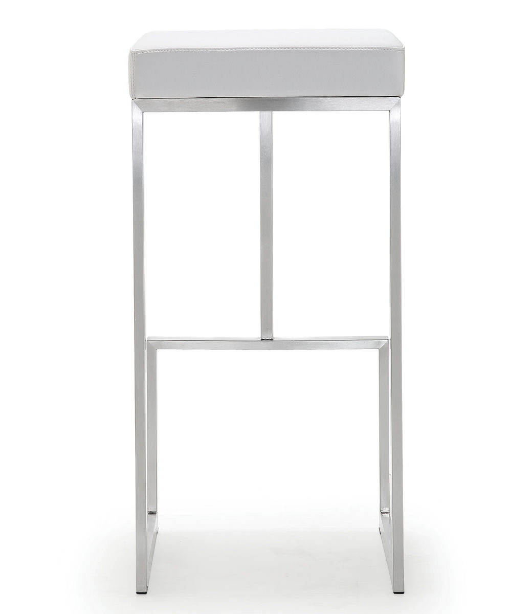 TOV Furniture Ferrara White Stainless Steel Barstool - Set of 2