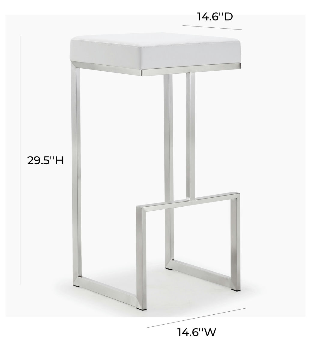 TOV Furniture Ferrara White Stainless Steel Barstool - Set of 2