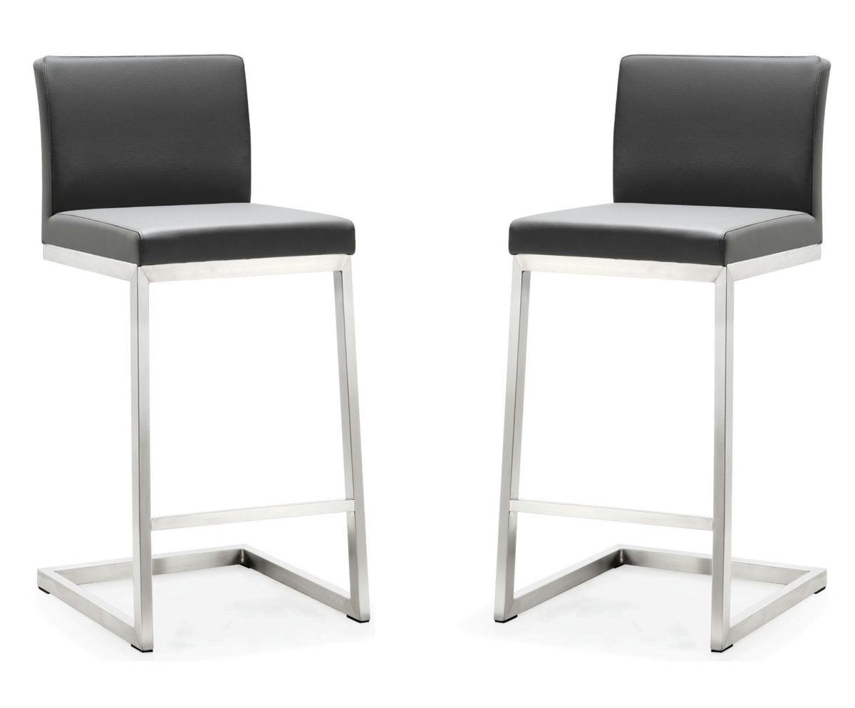 TOV Furniture Parma Grey Stainless Steel Counter Stool - Set of 2