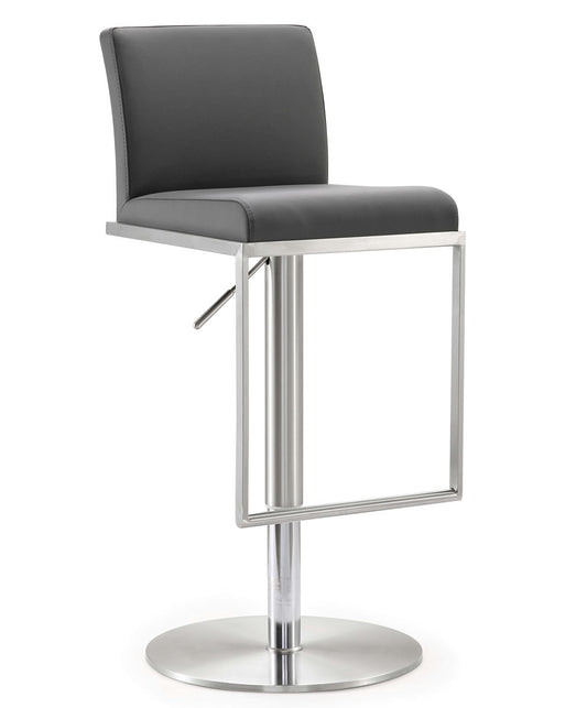 TOV Furniture Amalfi Grey Stainless Steel Adjustable Barstool