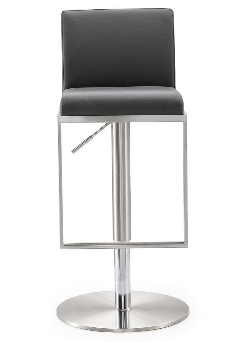 TOV Furniture Amalfi Grey Stainless Steel Adjustable Barstool