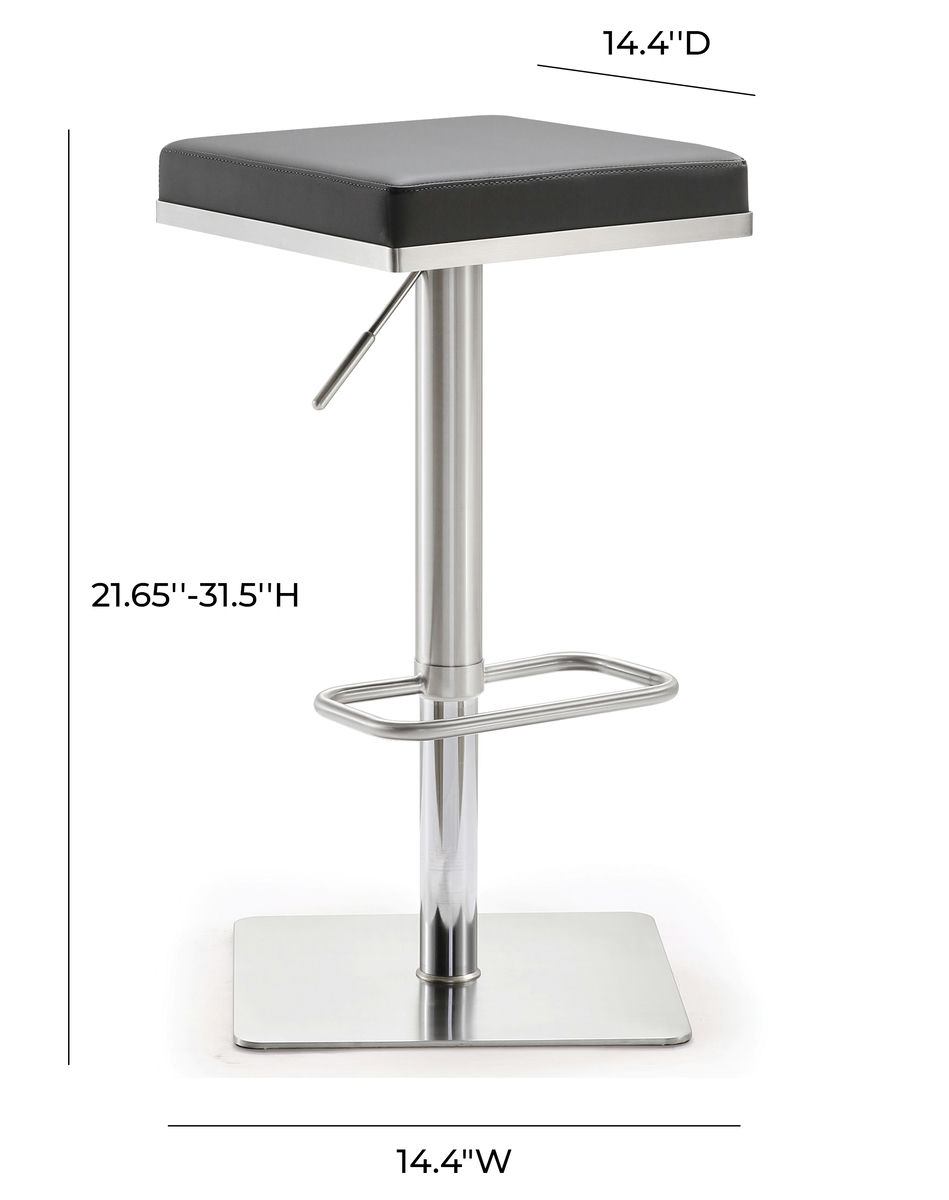 TOV Furniture Bari Grey Stainless Steel Adjustable Barstool