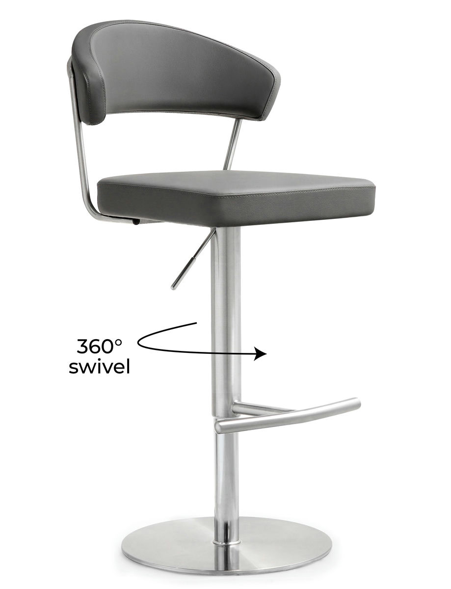 TOV Furniture Cosmo Grey Stainless Steel Barstool