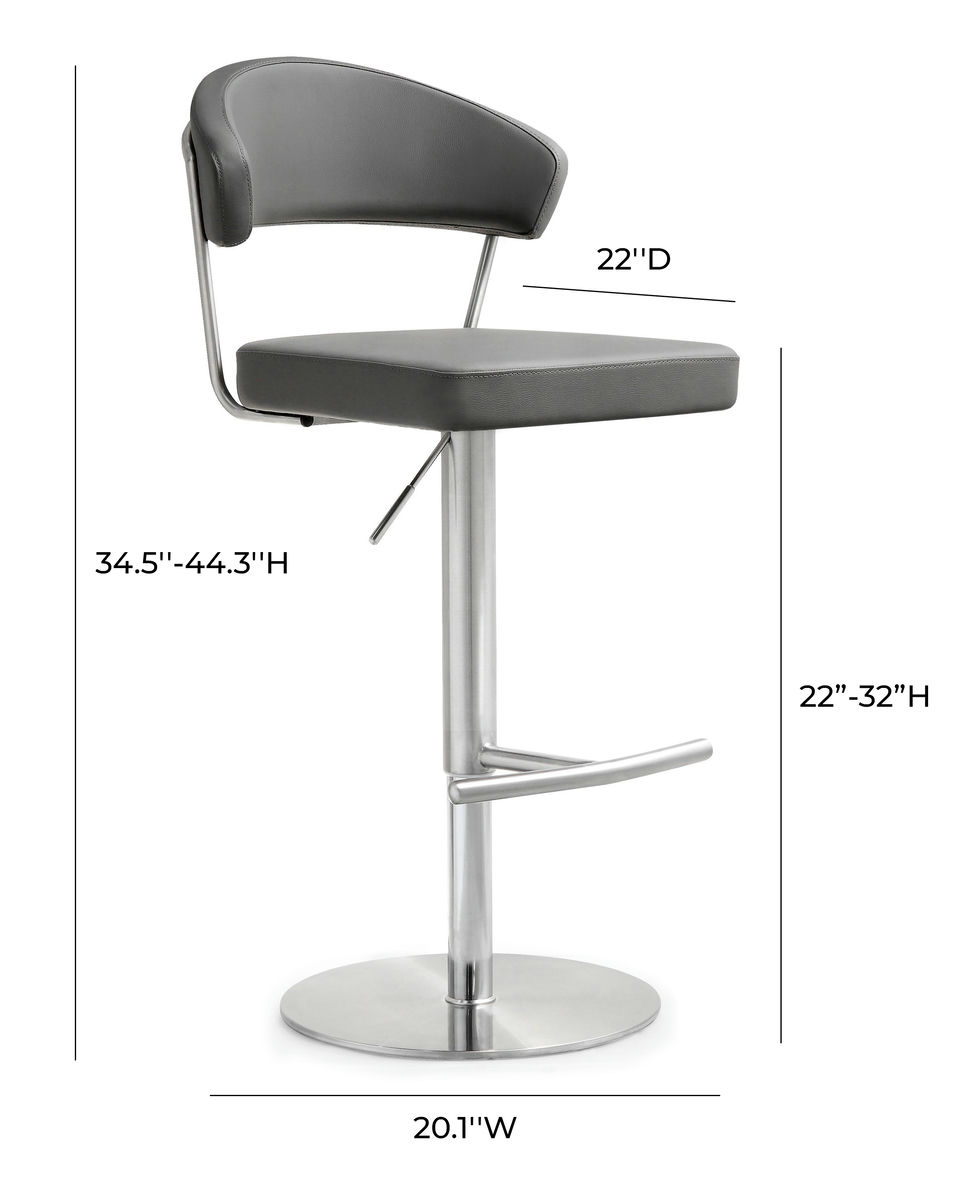 TOV Furniture Cosmo Grey Stainless Steel Barstool