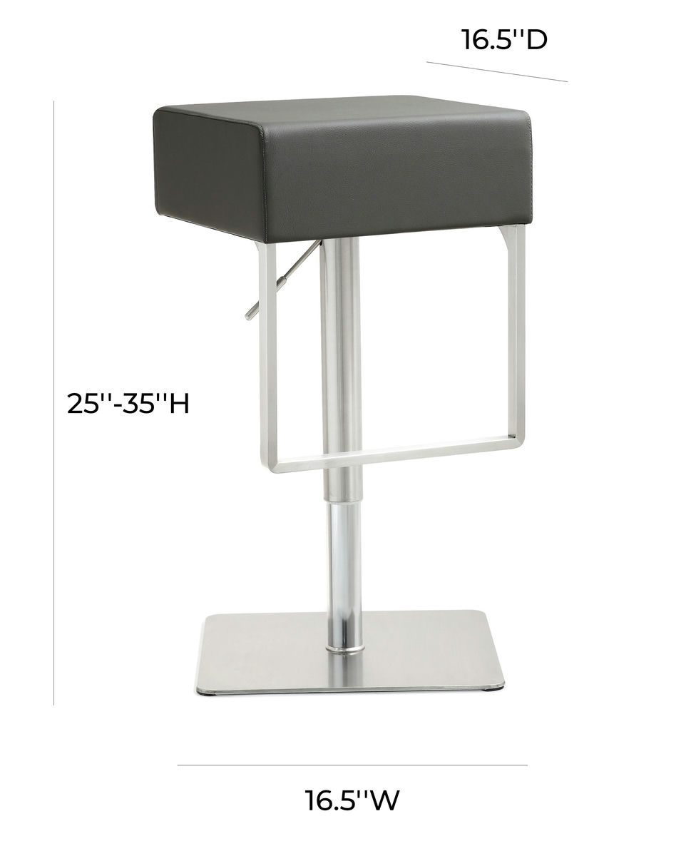 TOV Furniture Seville Grey Stainless Adjustable Barstool