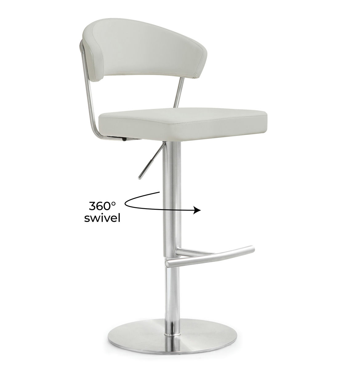 TOV Furniture Cosmo Light Grey Stainless Steel Barstool