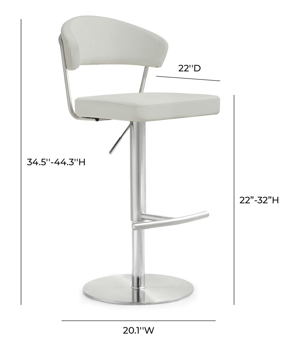 TOV Furniture Cosmo Light Grey Stainless Steel Barstool