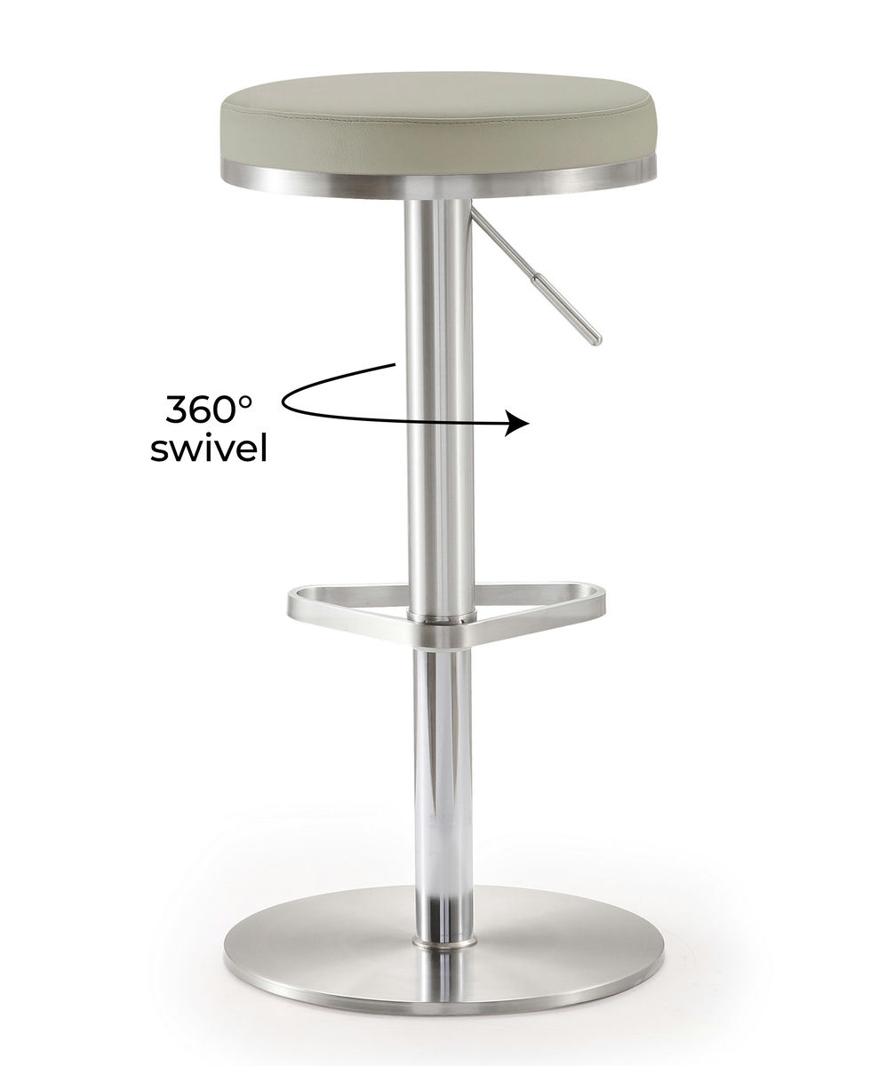 TOV Furniture Fano Light Grey Stainless Steel Barstool