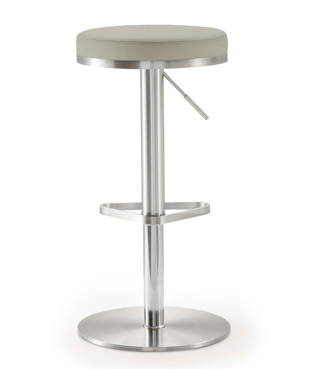 TOV Furniture Fano Light Grey Stainless Steel Barstool