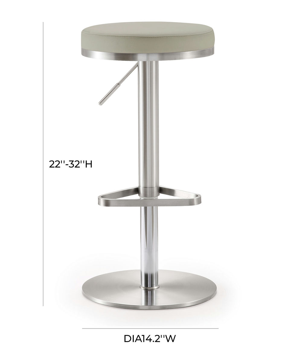 TOV Furniture Fano Light Grey Stainless Steel Barstool