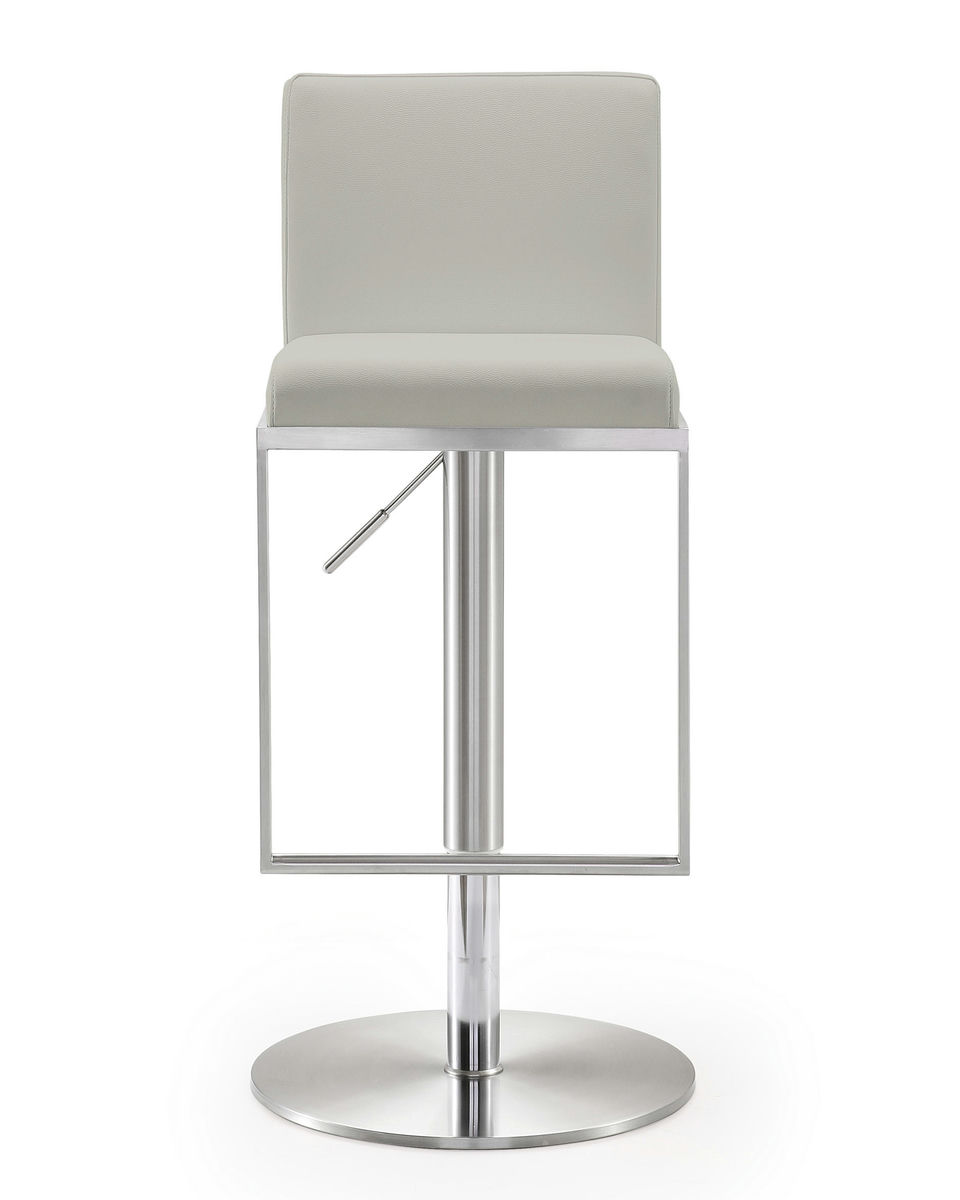 TOV Furniture Amalfi Light Grey Stainless Steel Barstool