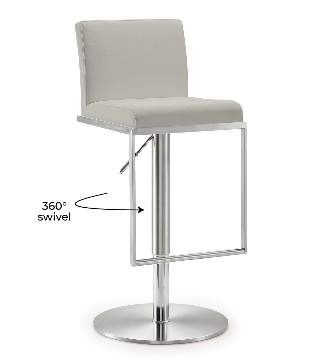 TOV Furniture Amalfi Light Grey Stainless Steel Barstool