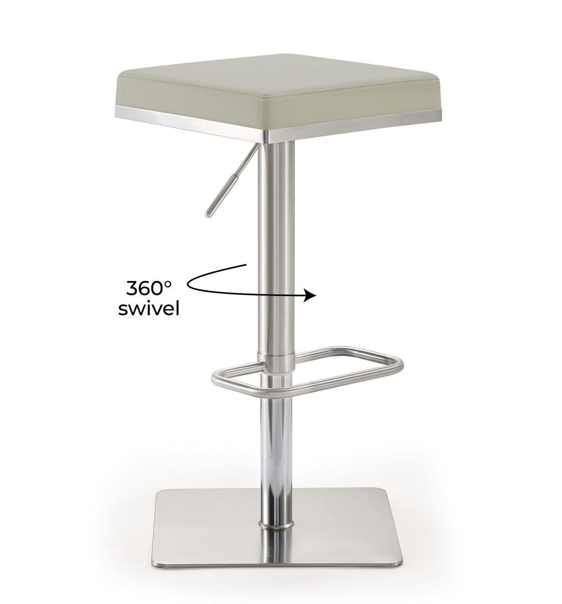 TOV Furniture Bari Light Grey Stainless Steel Barstool