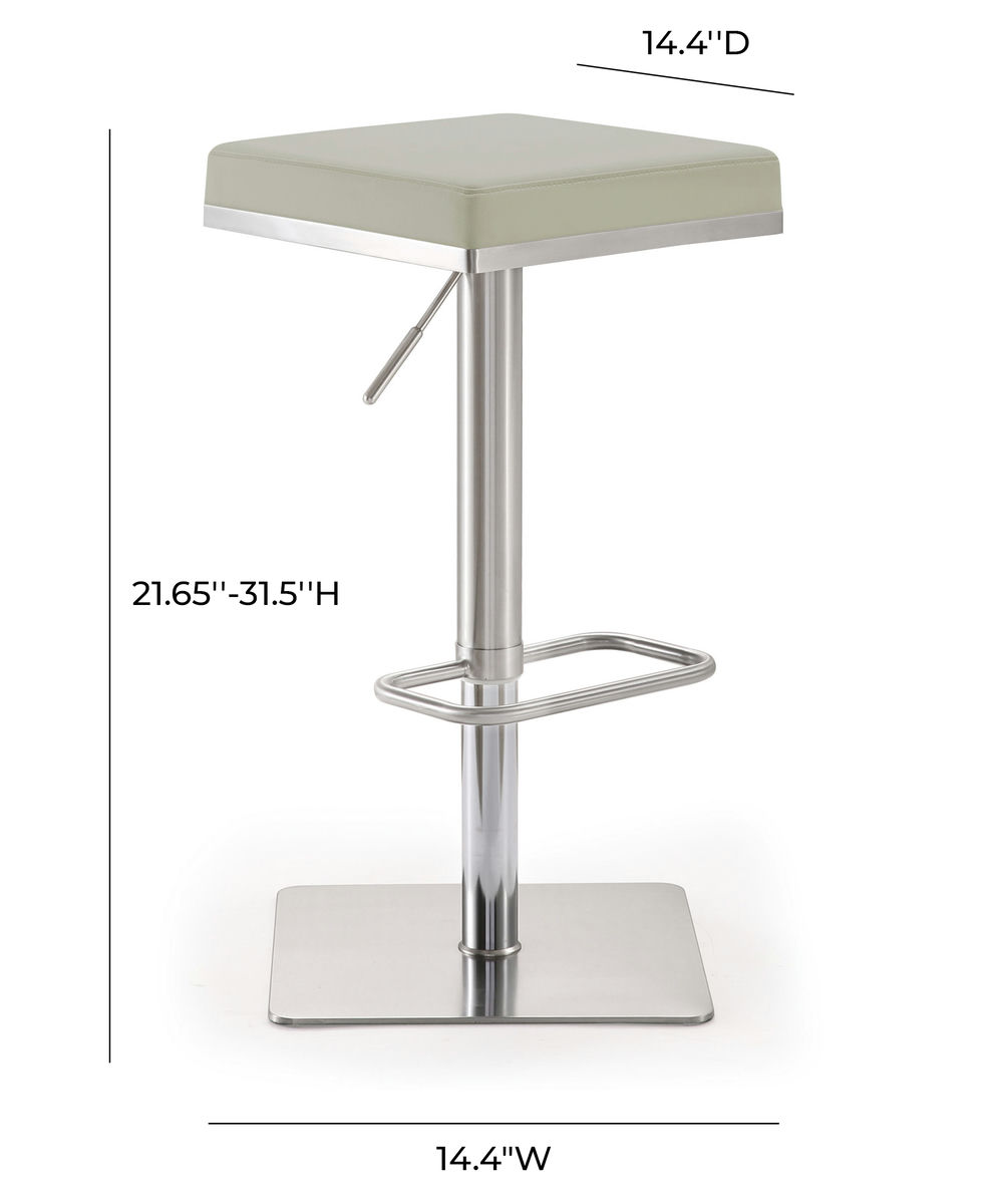 TOV Furniture Bari Light Grey Stainless Steel Barstool