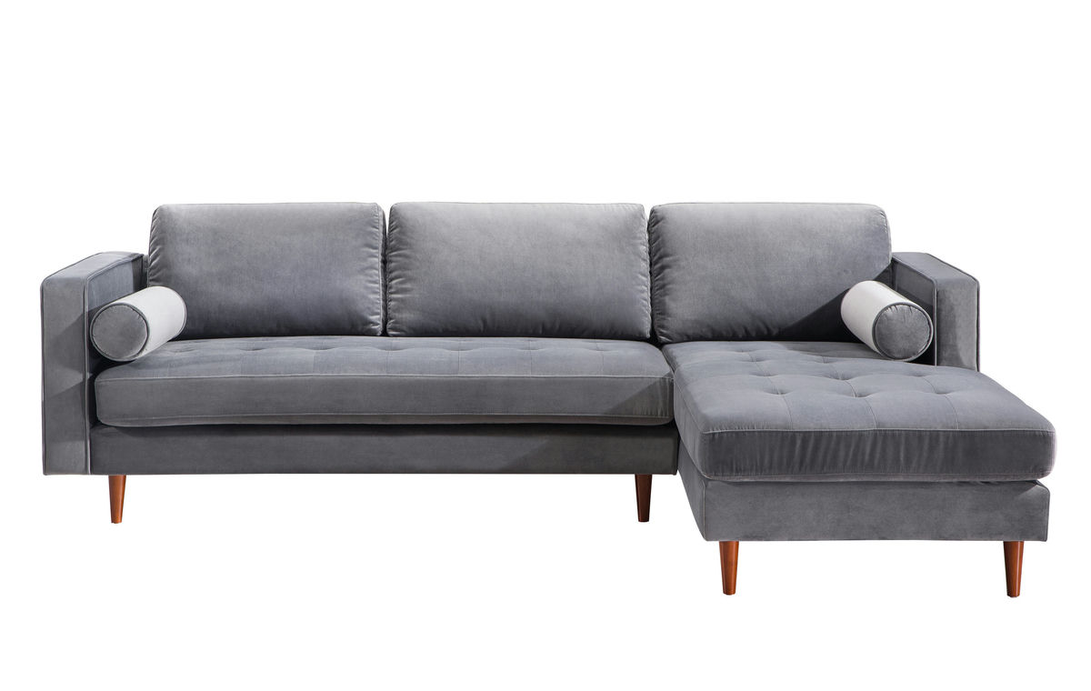 TOV Furniture Como Grey Velvet Sectional RAF