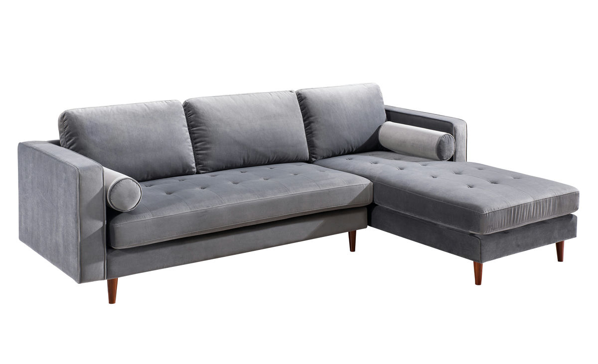 TOV Furniture Como Grey Velvet Sectional RAF