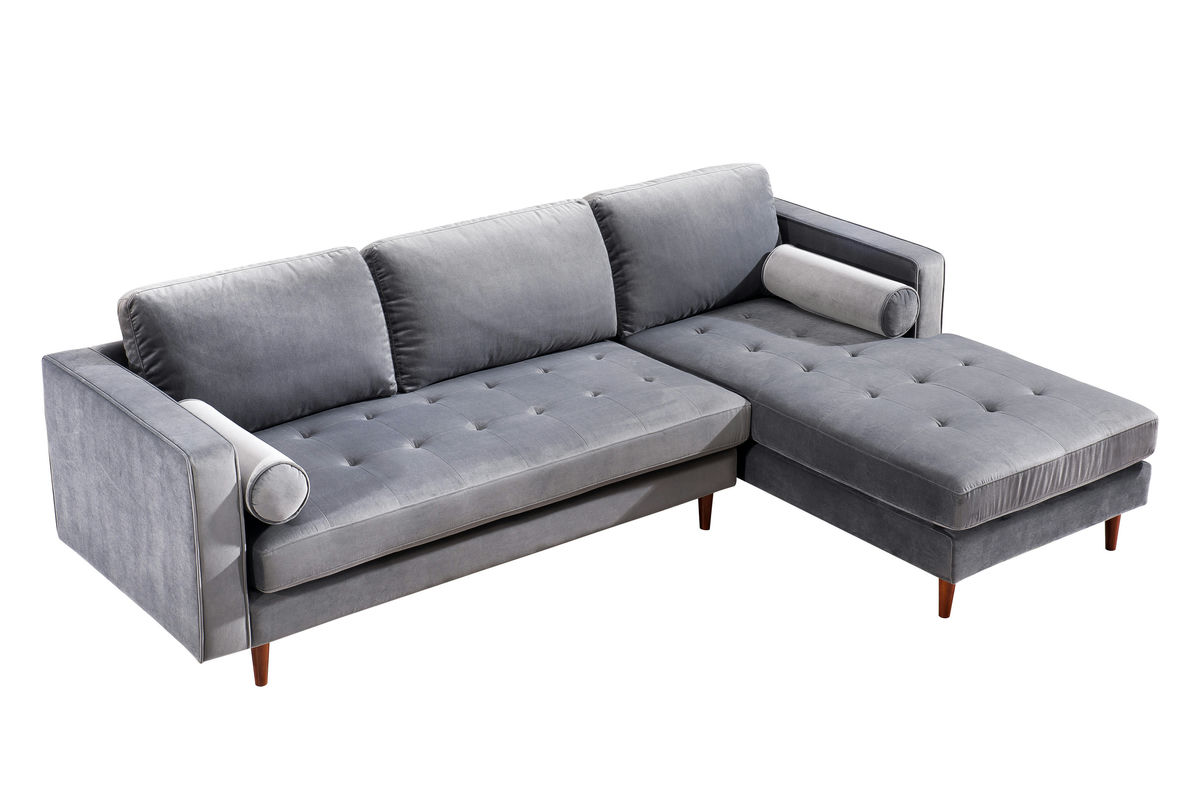 TOV Furniture Como Grey Velvet Sectional RAF