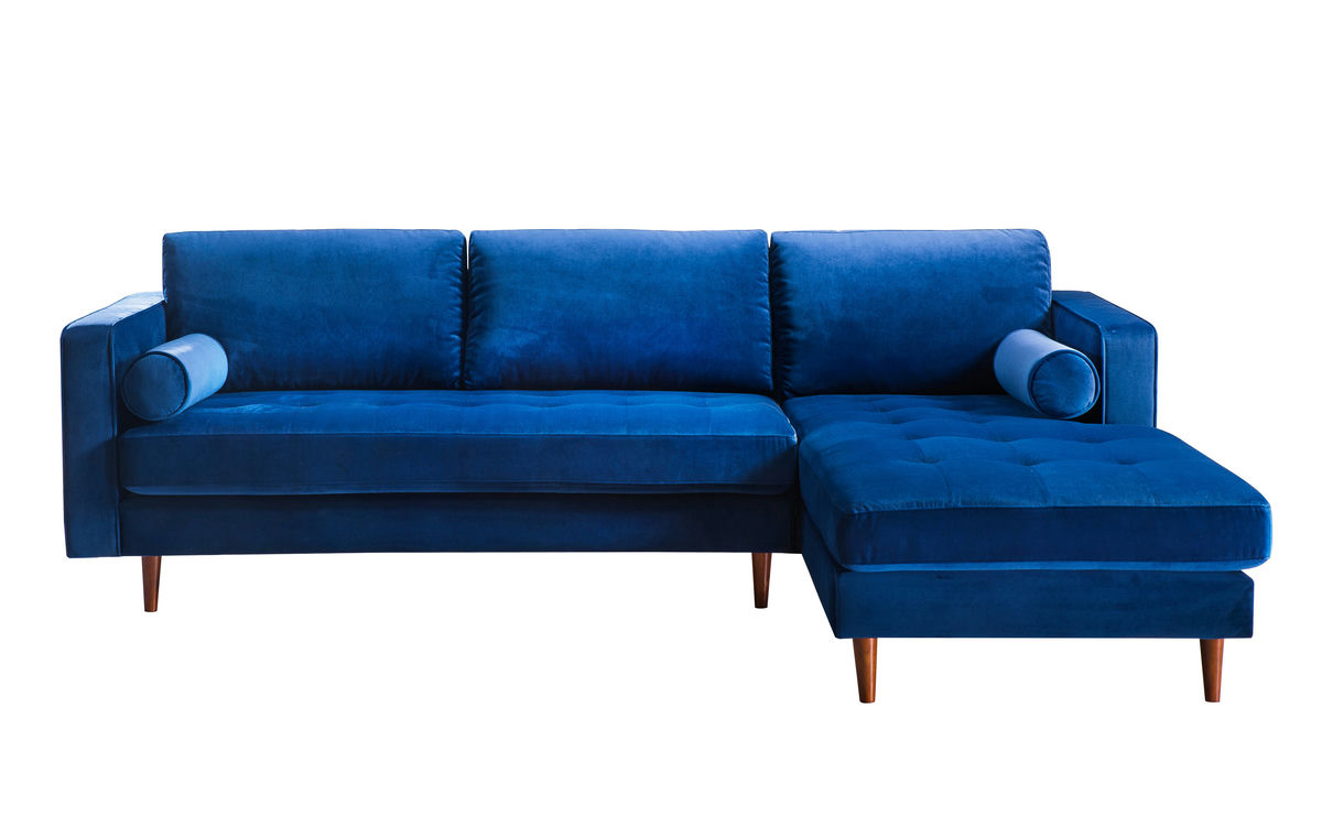 TOV Furniture Como Navy Velvet Sectional RAF