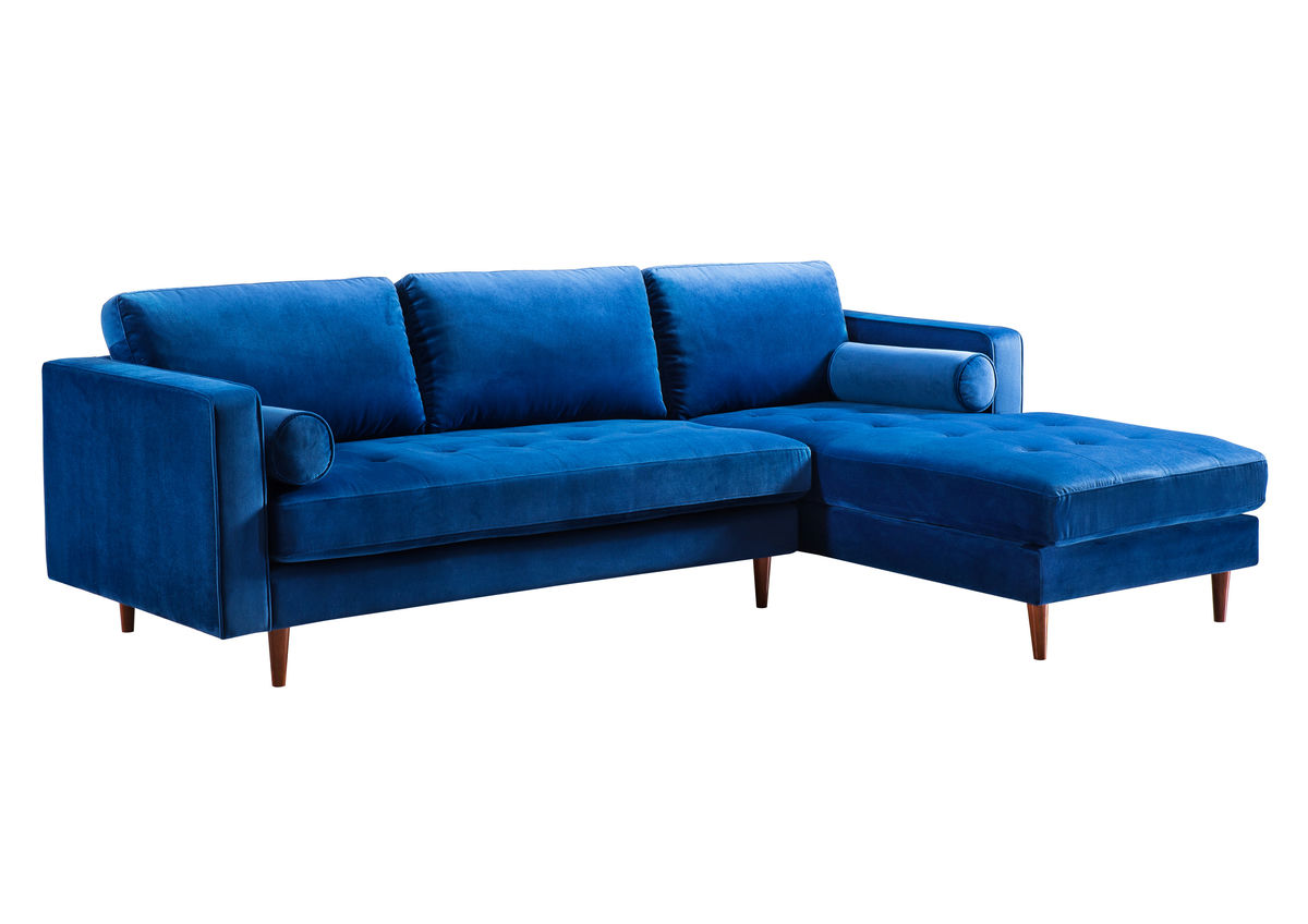 TOV Furniture Como Navy Velvet Sectional RAF