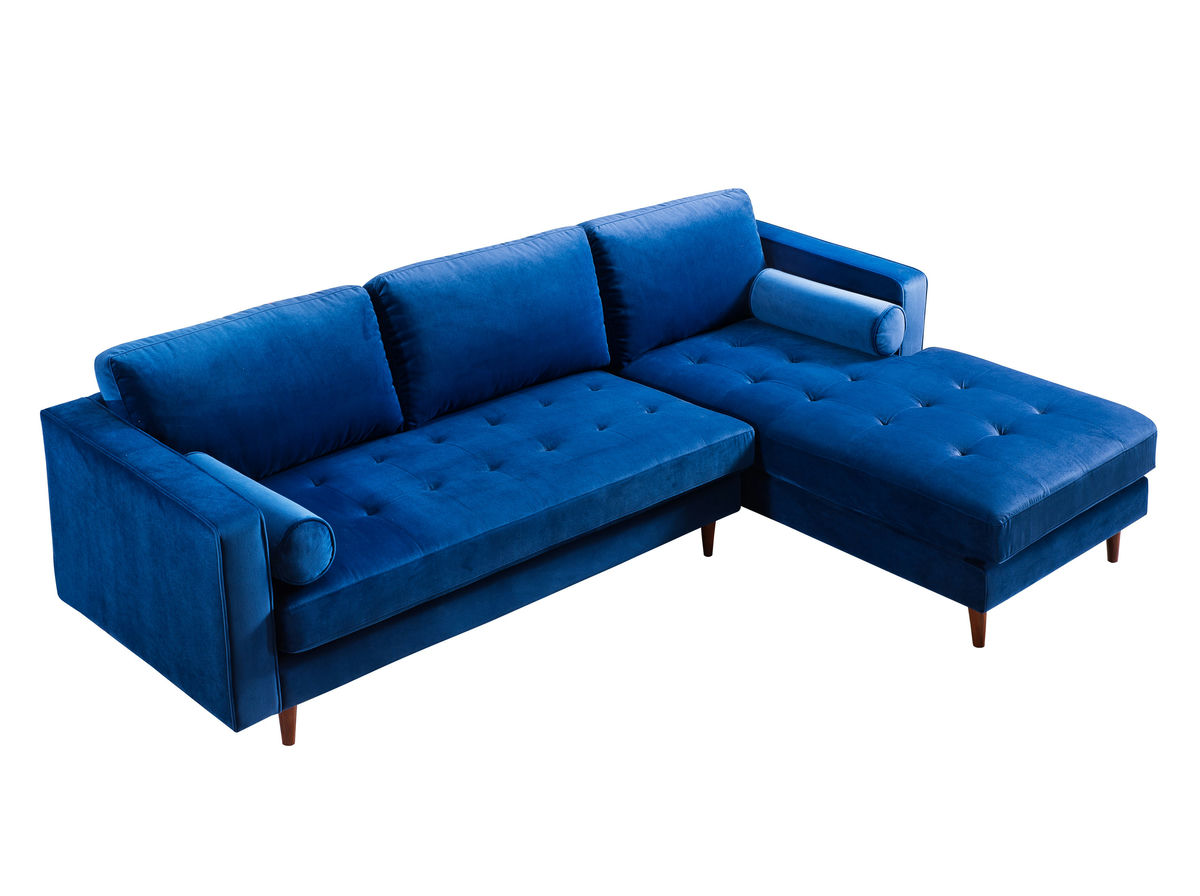 TOV Furniture Como Navy Velvet Sectional RAF