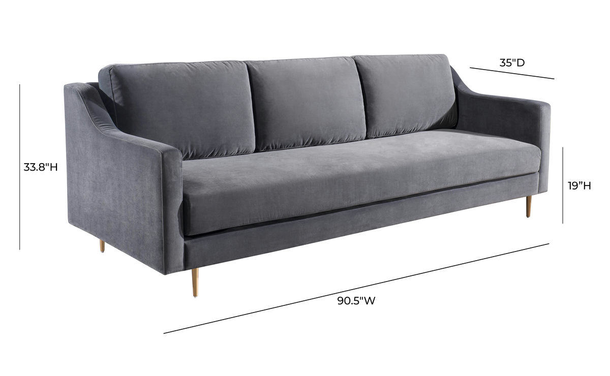 TOV Furniture Milan Grey Velvet Sofa