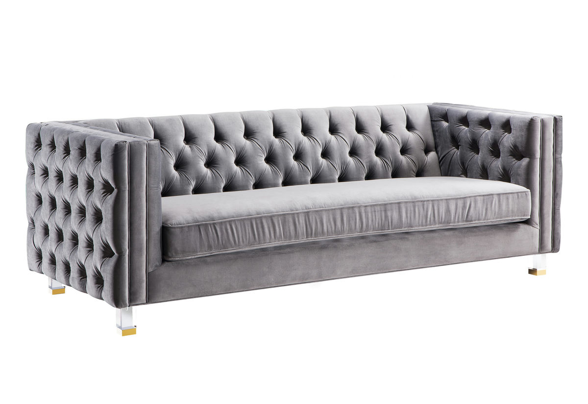 TOV Furniture Rimini Grey Velvet Sofa
