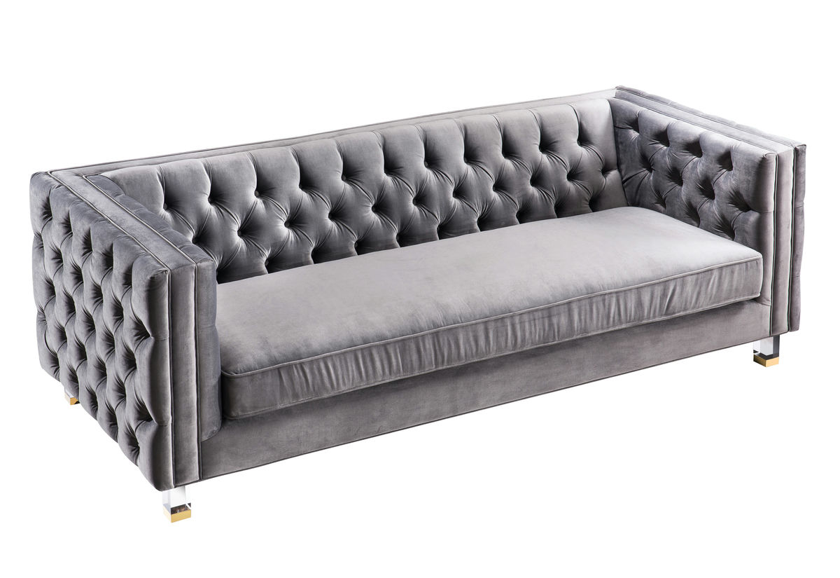 TOV Furniture Rimini Grey Velvet Sofa