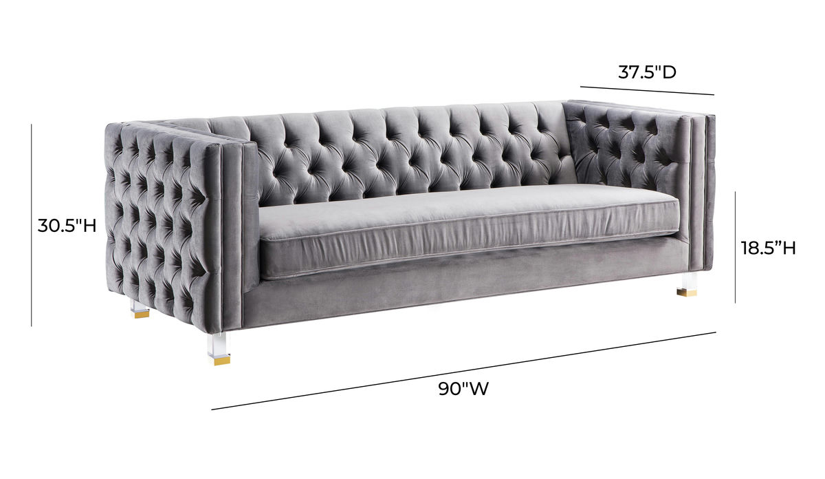 TOV Furniture Rimini Grey Velvet Sofa