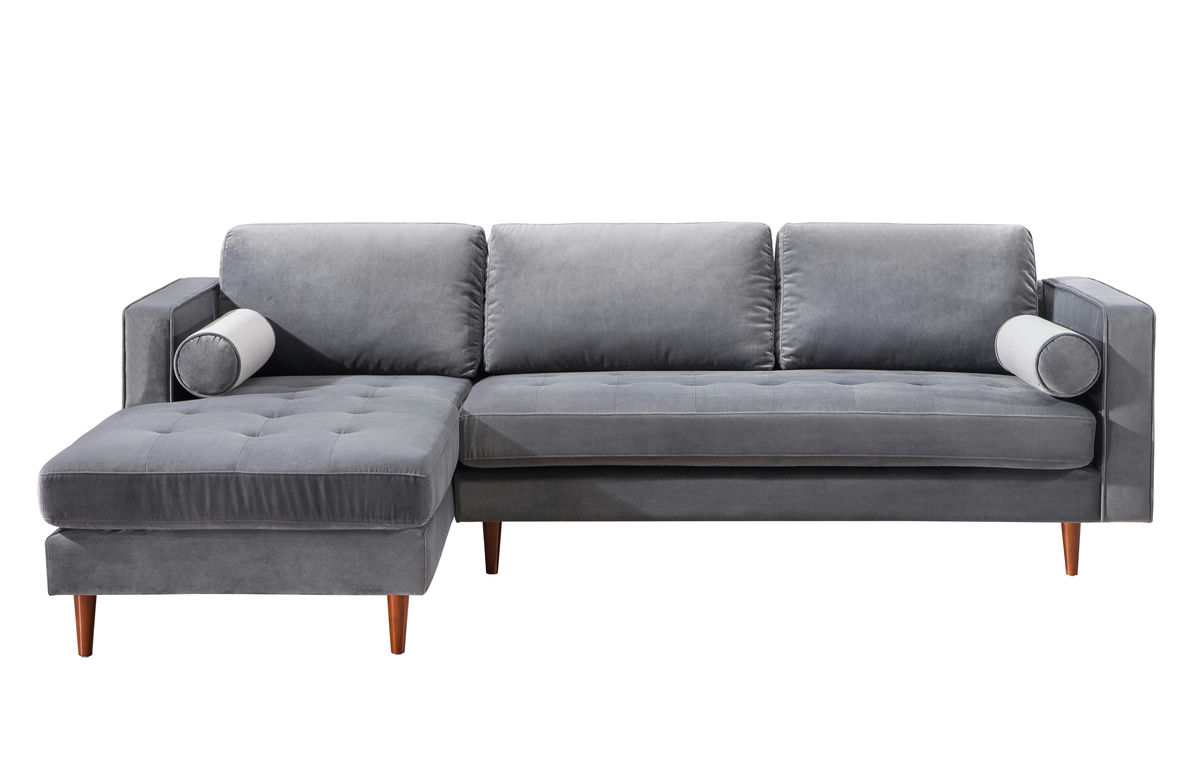 TOV Furniture Como Grey Velvet Sectional LAF