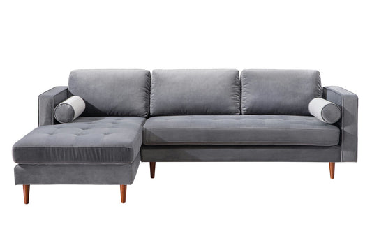 TOV Furniture Como Grey Velvet Sectional LAF
